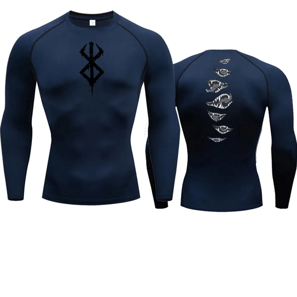 S46fea35424524ed68fb89d41a9b240441.webp Color: PURPLE, Size: L - 2024Anime Berserk Guts Men's Compression Shirt Fitness Sport Running Tight Gym TShirts Athletic Quick Dry Tops Tee Summer - Image 1