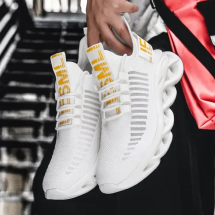 Color: Green, Shoe Size: 37 - Men Casual Shoes 2023 Summer New Breathable Versatile Lightweight Running Shockproof Men Sports Shoes Thick Sole Walking Gym