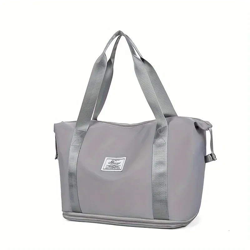 S88dd1779d5cf4fafbc5dea8fdf89e99fW.webp Color: GRAY - Double-layer expandable large-capacity luggage bag, new multi-functional foldable portable gym bag, sports travel bag-tan - Image 1