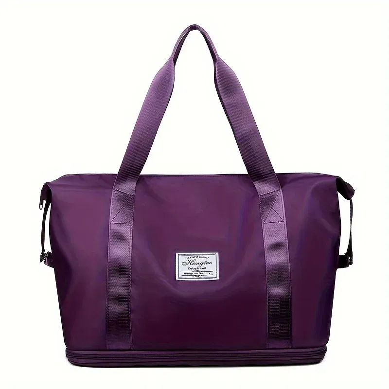 S890fcb8e6a704ca48451fc29bdfa0ec4V.webp Color: PURPLE - Double-layer expandable large-capacity luggage bag, new multi-functional foldable portable gym bag, sports travel bag-tan - Image 1