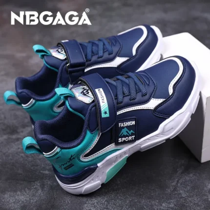 Color: black, Shoe Size: 34 - Children Sneaker Boys Shoes Leather Flat Kids Shoes for Girl Lightweight Sports Running Tennis Boy Sneaker Walking Outdoor