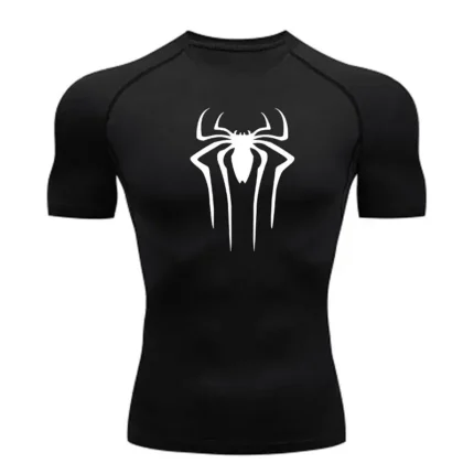 Color: Black, Size: M - New Compression Shirt Men Fitness Gym Super Hero Sport Running T-Shirt Rashgard Tops Tee Quick Dry Short Sleeve T-Shirt For Men