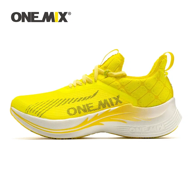 Sbcfb44e2573d44c0b2d78bf303926dbf7.webp Color: Yellow, Shoe Size: 6.5 - ONEMIX Carbon Plate Marathon Running Racing Shoes Professional Stable Support Shock-relief Ultra-light Rebound Sport Sneakers - Image 1