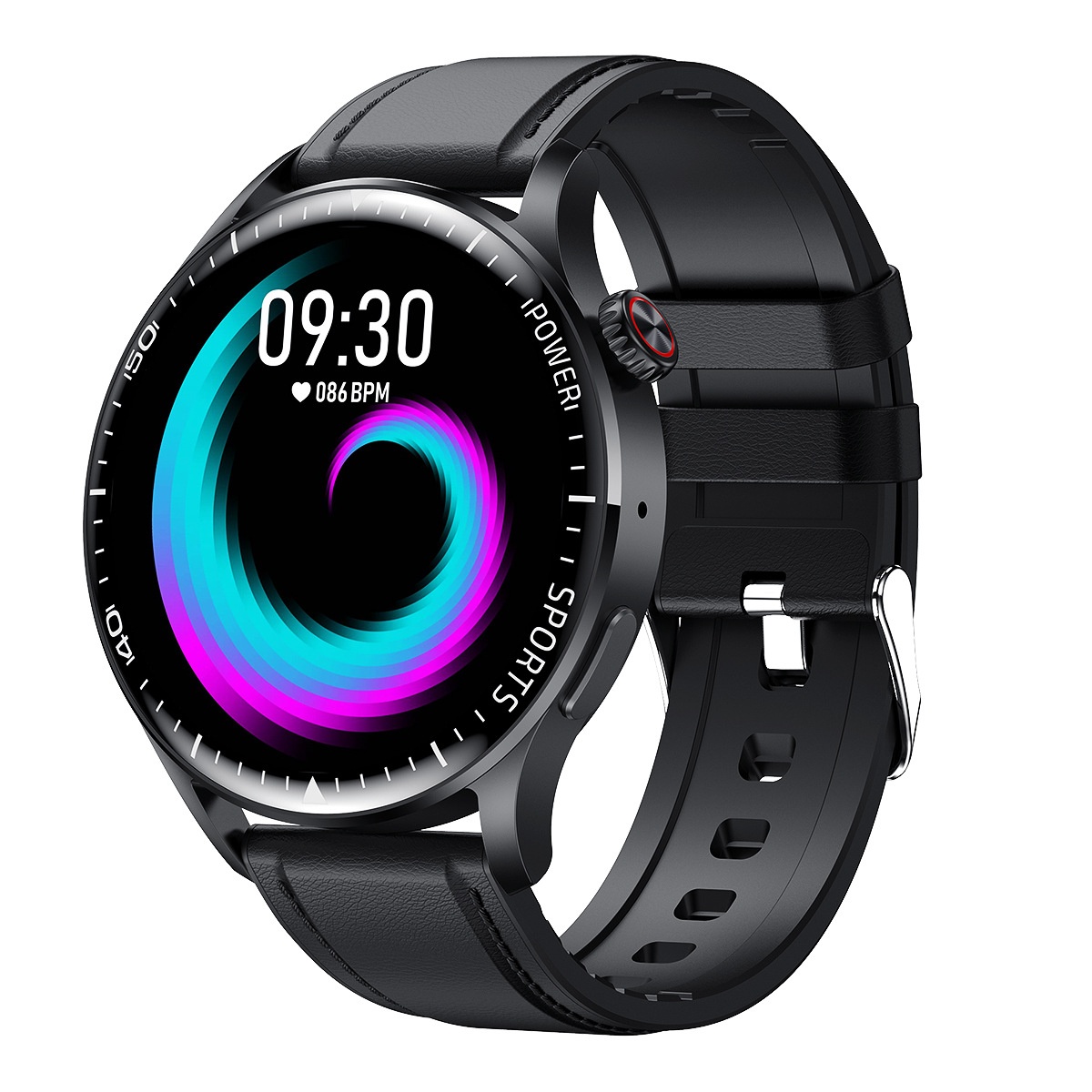 efea8959-4816-49a1-83f8-b6272d1109cb_trans.jpeg Color: F59plus Black Leather - Smart Watch - Image 1